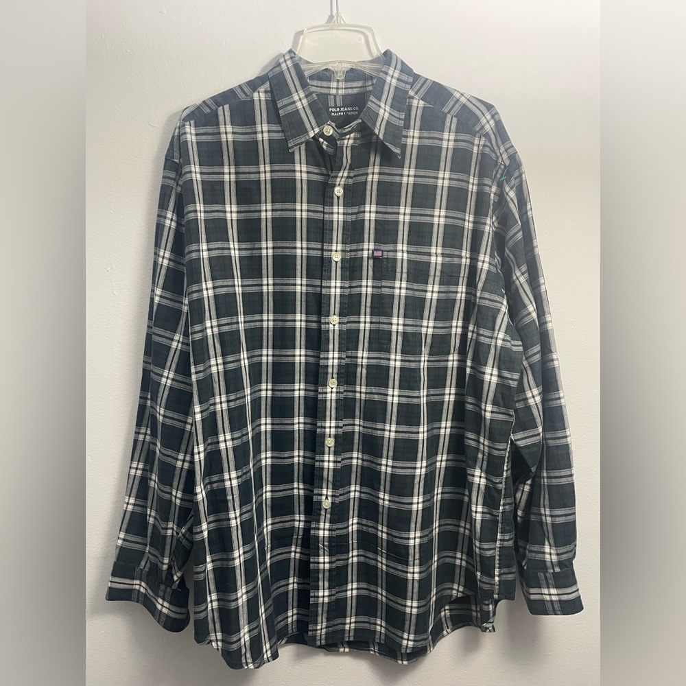 Polo Jeans Co. Ralph Lauren Men’s Button Down Shirt. Size Large. Color Green.